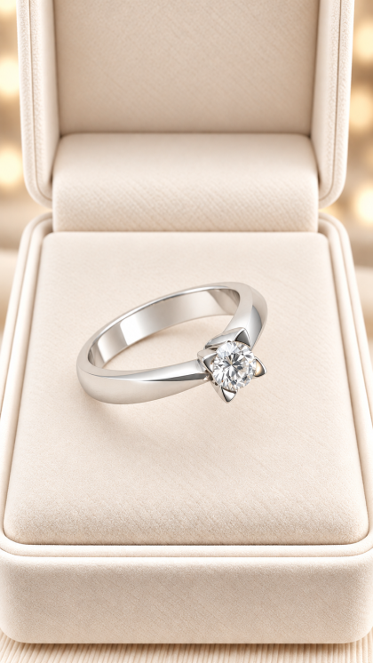 Anillo en oro blanco 18K con Diamante