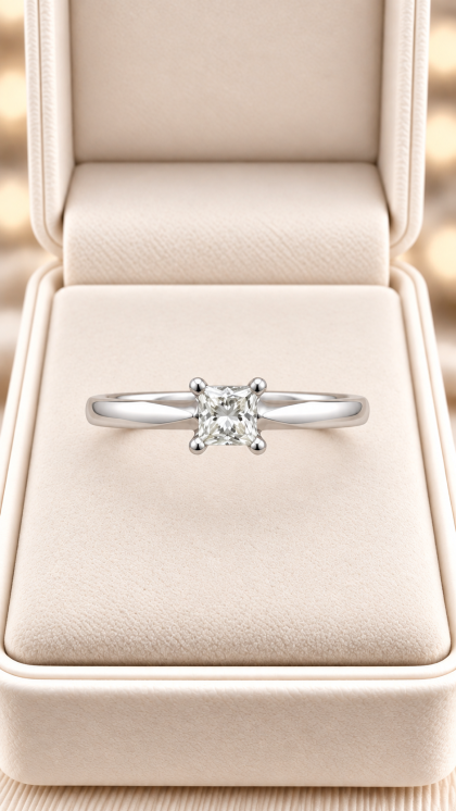 Anillo en oro blanco 18K con Diamante