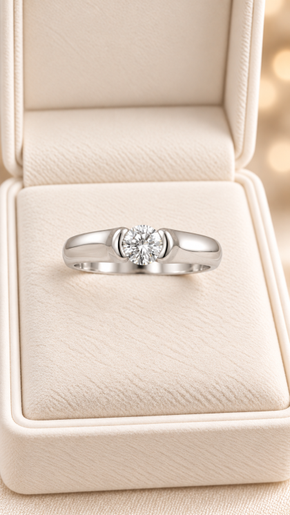 Anillo en oro blanco 18K con Diamante