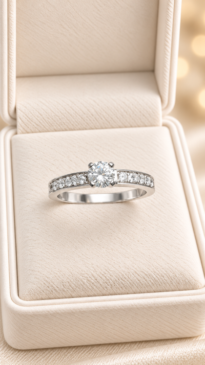 Anillo en oro blanco 18K con Diamantes