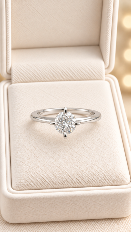 Anillo en oro blanco 18K con Diamante