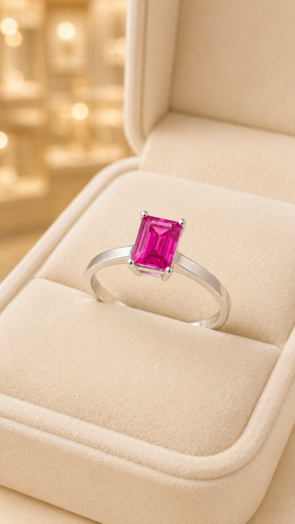 Anillo en oro blanco 18K con Topacio