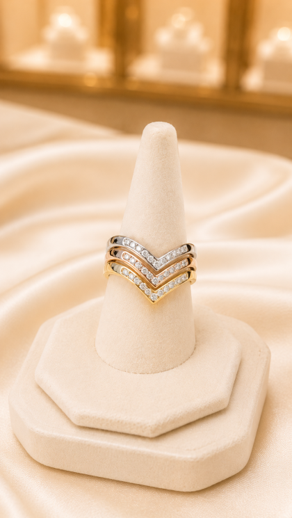 Anillo en tres oros 18K con Circon