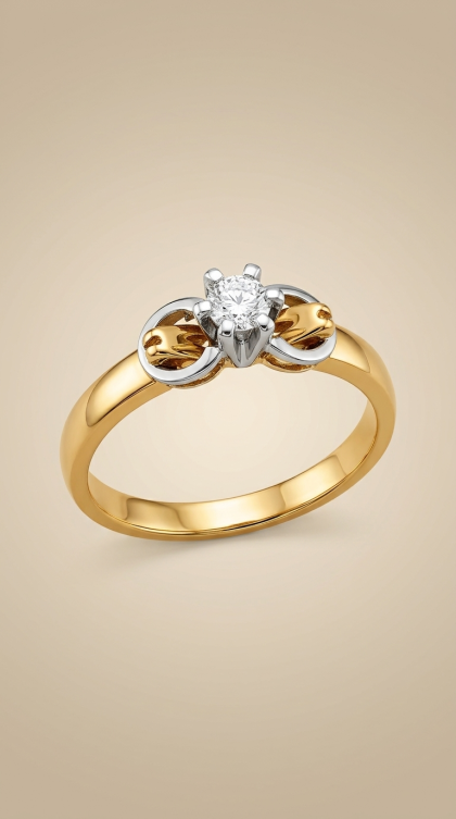 Anillo en oro amarillo y blanco 18K con Diamante
