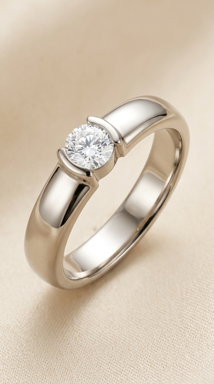 Anillo en platino con Diamante