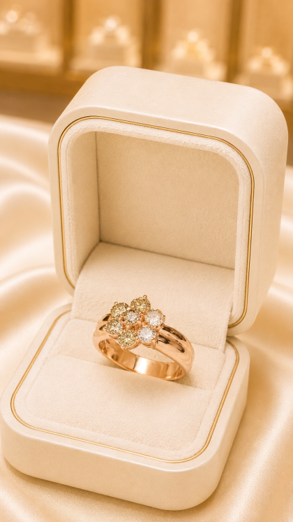 Anillo en oro rosado 18K con Diamantes