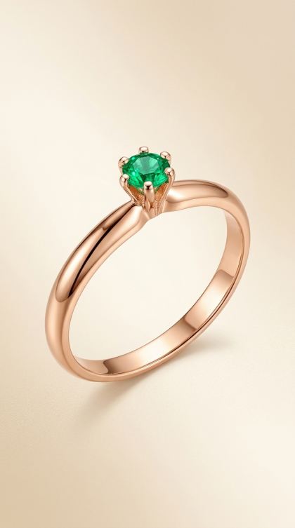 Anillo en oro amarillo 18K con Esmeralda