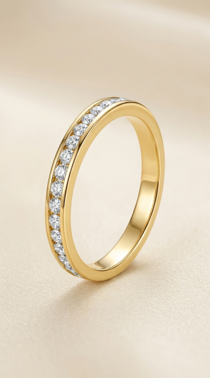 Argolla en oro amarillo 18K con Diamantes