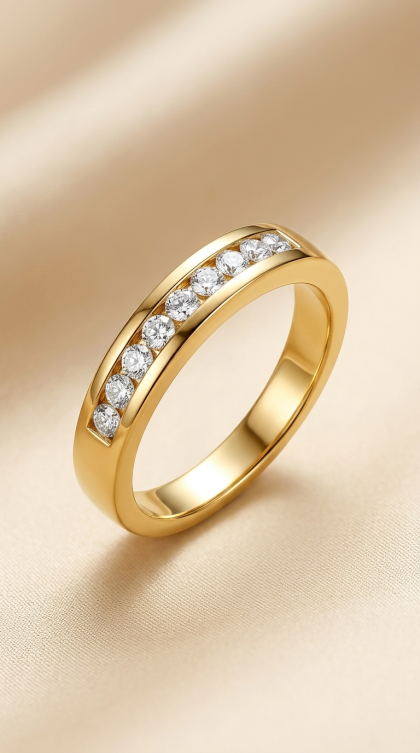 Argolla en oro amarillo 18K con Diamantes