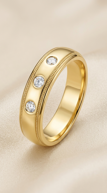 Argolla en oro amarillo 18K con Diamantes