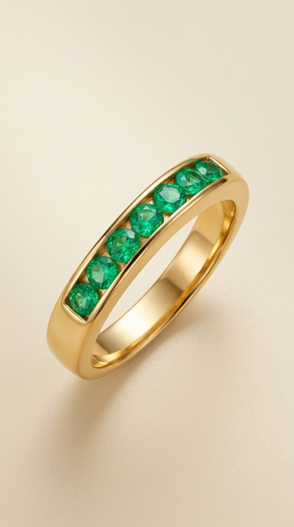 Argolla en oro amarillo 18K con Esmeraldas
