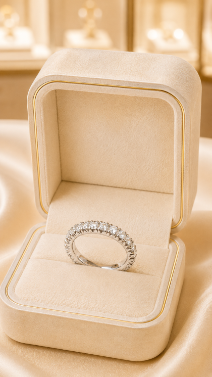 Argolla en oro blanco 18K con Diamantes