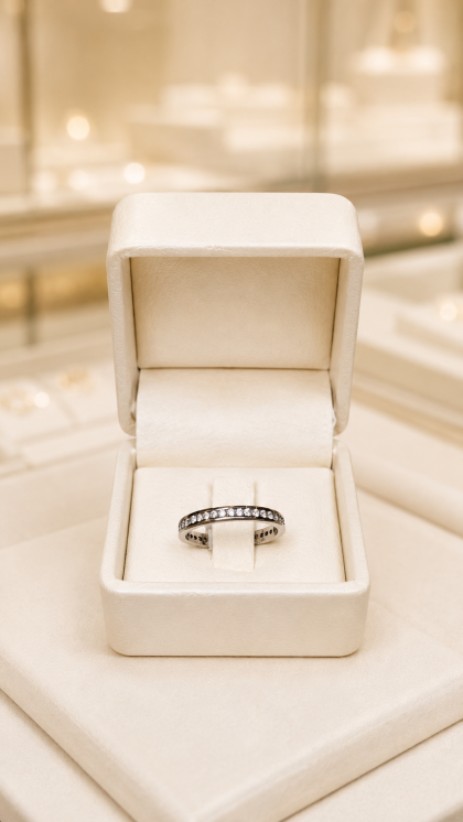 Argolla en oro blanco 18K con Circon