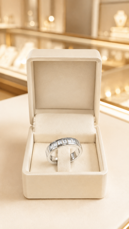 Argolla en oro blanco 18K con Diamantes