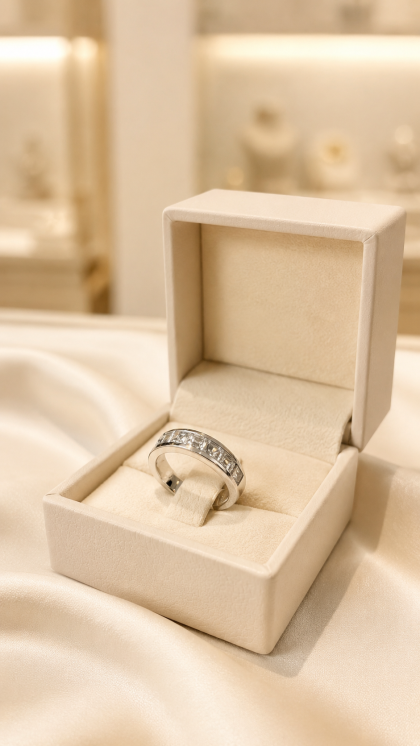 Argolla en oro blanco 18K con Diamantes