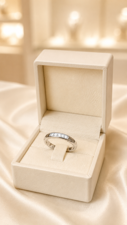 Argolla en oro blanco 18K con Diamantes