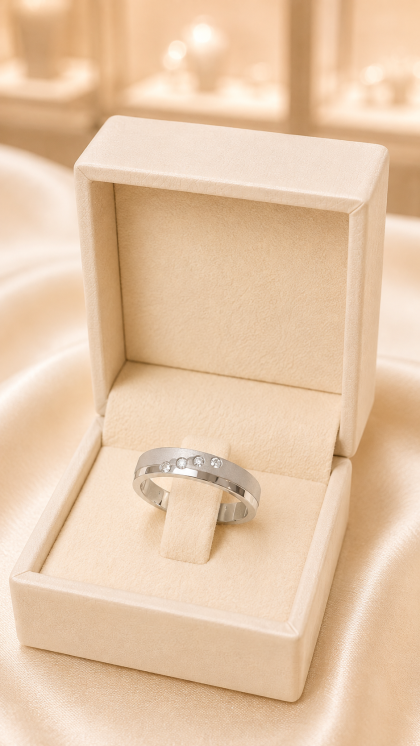 Argolla en oro blanco 18K con Diamantes