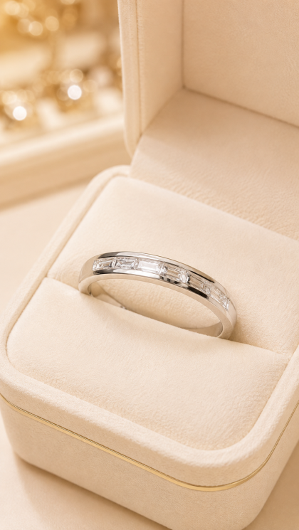 Argolla en oro blanco 18K con Diamantes
