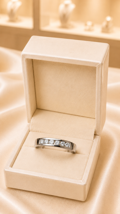 Argolla en oro blanco 18K con Diamantes