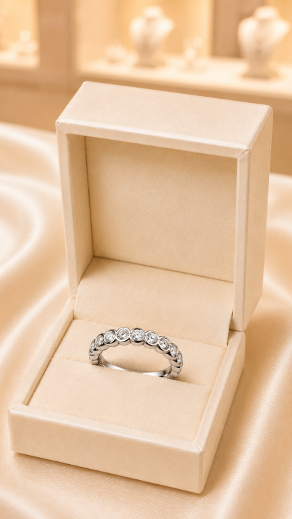 Argolla en oro blanco 18K con Diamante