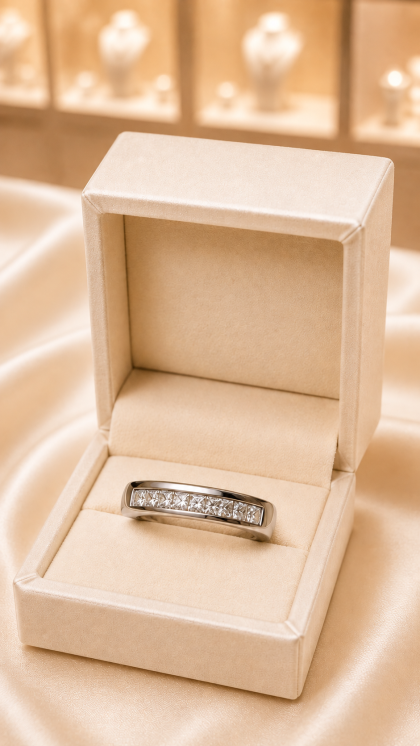 Argolla en oro blanco 18K con Diamantes