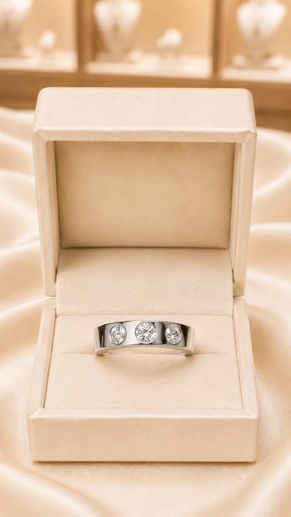 Argolla en oro blanco 18K con Diamantes