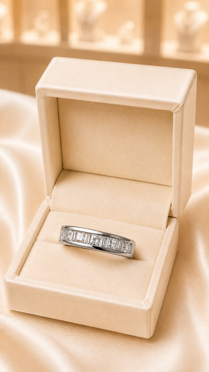 Argolla en oro blanco 18K con Diamante