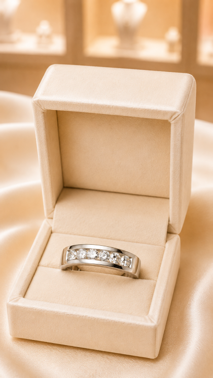 Argolla en oro blanco 18K con Diamantes