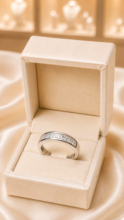 Argolla en oro blanco 18K con Diamantes