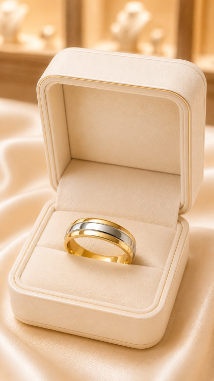 Argolla en oro amarillo y blanco 18K