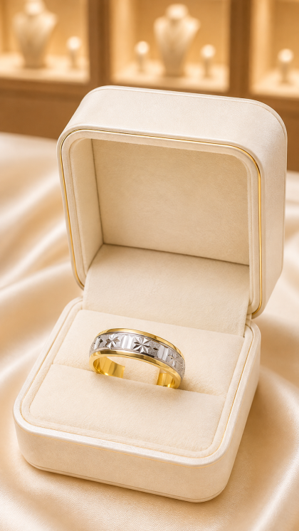 Argolla en oro amarillo y blanco 18K