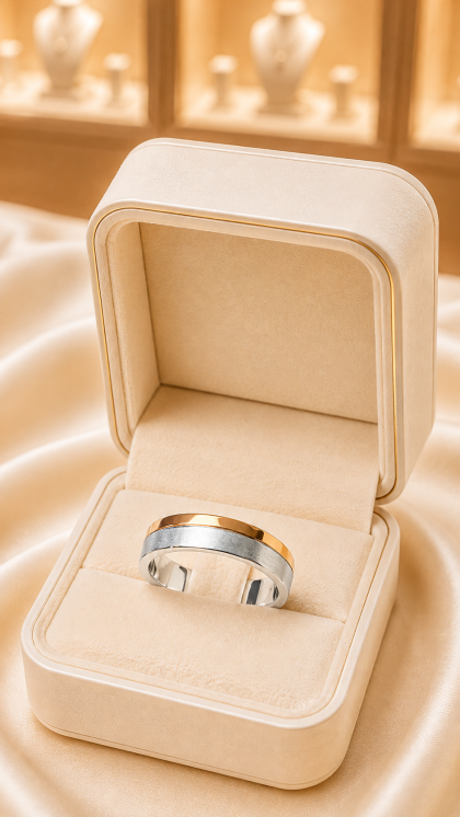 Argolla en oro amarillo y blanco 18K