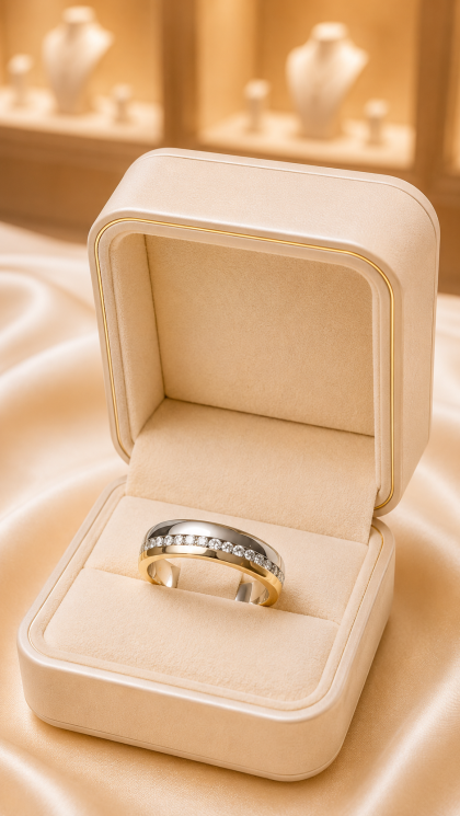 Argolla en oro amarillo y blanco 18K con Diamante