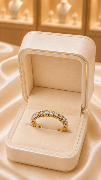 Argolla en oro rosado 18K con Diamantes