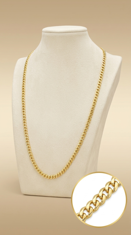 Cadena Cubana en oro amarillo 18K