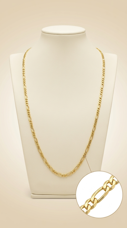 Cadena Figaro en oro amarillo 18K
