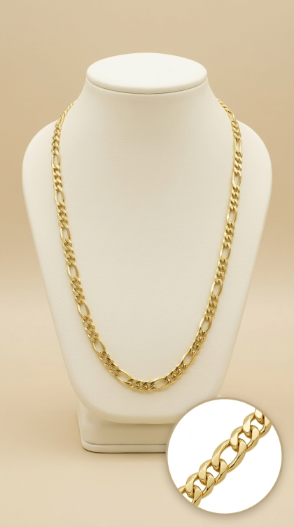 Cadena Fígaro en oro amarillo 18K