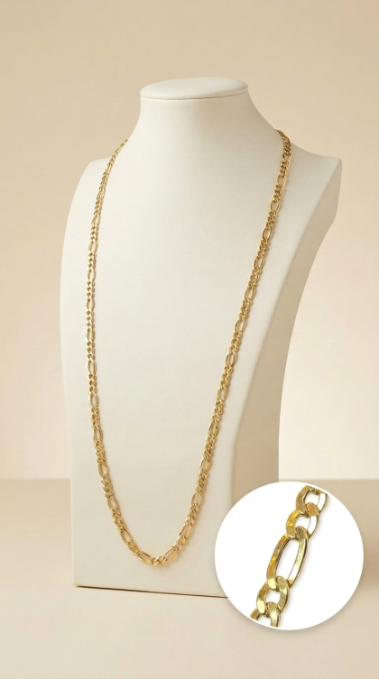 Cadena Figaro en oro amarillo 18K