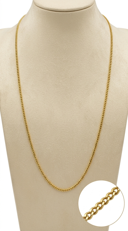 Cadena Cubana en oro amarillo 18K