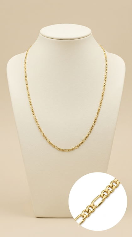 Cadena Fígaro en oro amarillo 18K