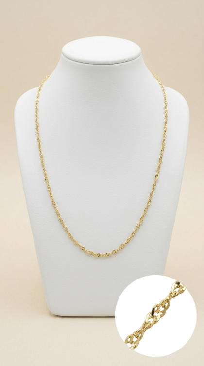 Cadena Singapur en oro amarillo 18K