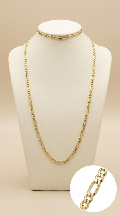 Cadena Figaro en oro amarillo 18K