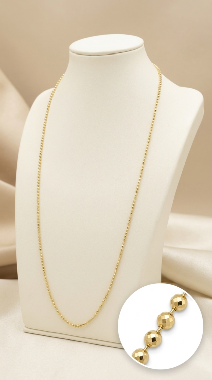 Cadena con balines en oro amarillo 18K