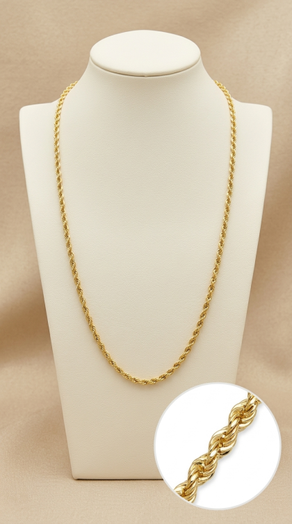 Cadena de tejido lazo en oro amarillo 18K