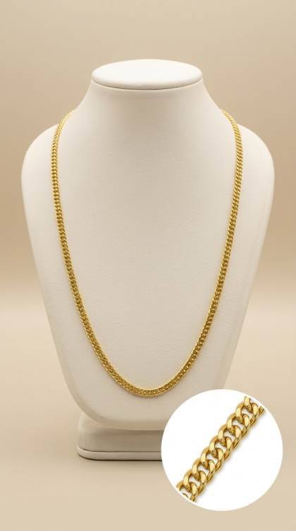 Cadena Cubana en oro amarillo 18K