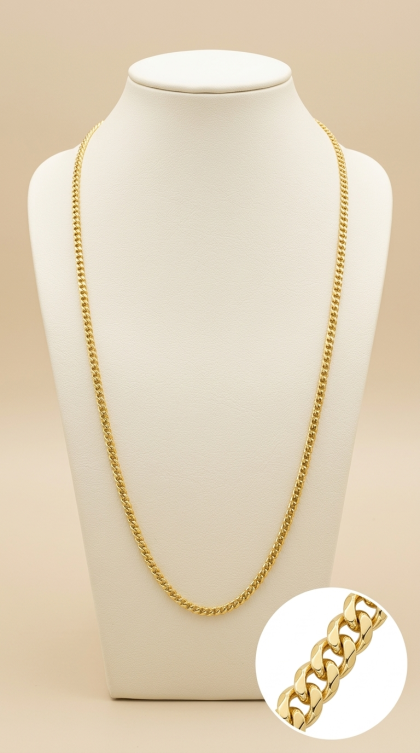 Cadena Cubana en oro amarillo 18K