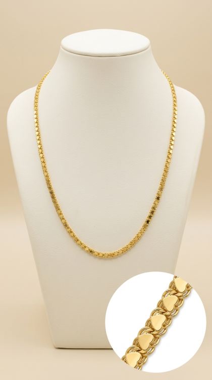 Cadena de corazones en oro amarillo 18K