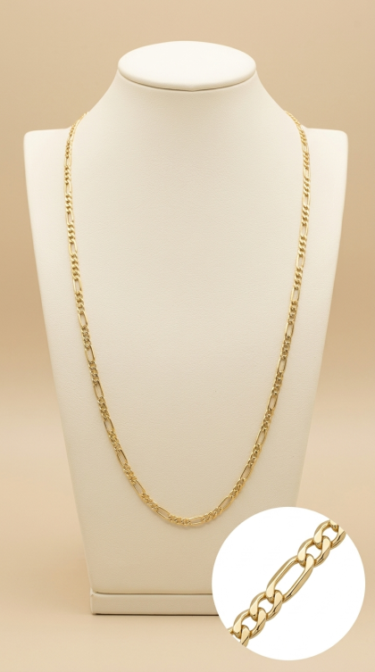 Cadena Figaro en oro amarillo 18K
