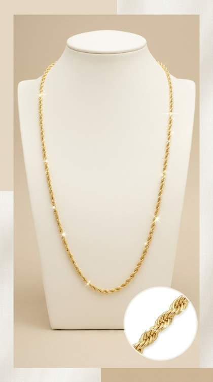 Cadena de tejido lazo en oro amarillo 18K