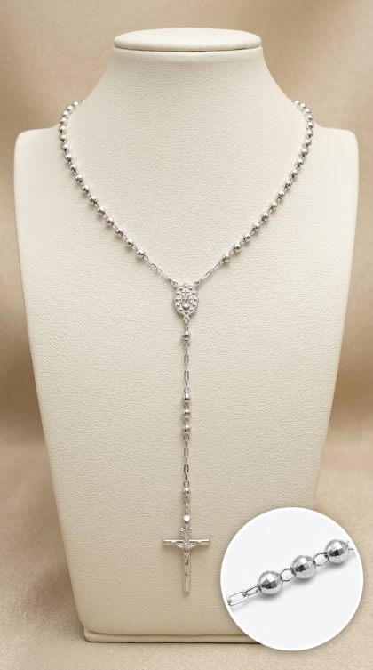 Rosario en oro blanco 18K